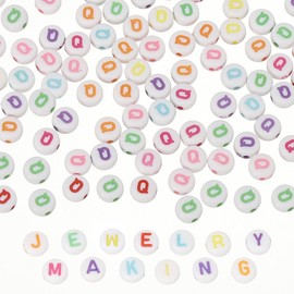 PATIKIL Alphabet Beads, 100 Pcs Rainbow Letter Beads Acrylic Charms for Craft Friendship Bracelets Jewelry Making, 4x7mm, Letter Q
