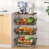 CHLORYARD Fruit Basket with Wooden Lid for Kitchen, 4-Tier Stackable