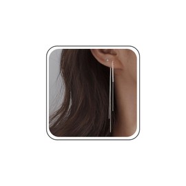 Yheakne Vintage Crystal Chain Drop Earrings Silver Cz Chain Tassel Earrings Long Sleek Chain Earrings Rhinestone Cz Ear Jacket Earrings Jewelry for Women