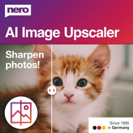 Nero AI Image Upscaler | Sharpen Photos | Enlarge Images | Scale to 4K | Optimize Photos | Easy Sharpening | Annual License | Windows 11/10 | 1 PC (365 (Annual License))