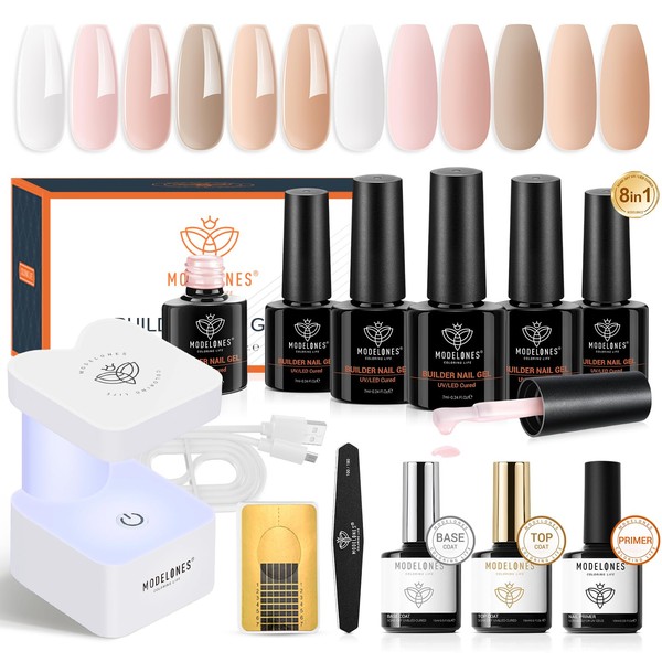 Modelones Builder Gel for Gel Nails, 8 in 1 Builder