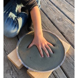 DIY Stepping Stone Kit with Color Pigment, Handprint Stepping Stone, Mother's Day Gift, Footprint Stepping Stone (10 Inch, Gray)