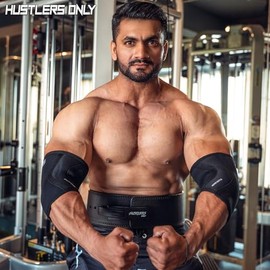 Hustlers Only Elbow Sleeves Weightlifting 5mm Neoprene Compression Elbow Support Sleeves for Gym Training, Bench & Tendonitis, Fitness, and Workout (Black, XS)