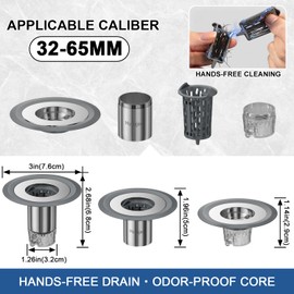 1.25"-2.6" Shower Drain Hair Catcher, Magnetic Floor Drain Stopper(1 Pack)