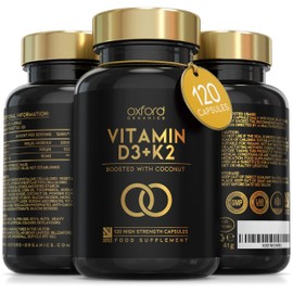 Vitamin D3 K2 Capsules - 4000 IU Vitamin D & 100mcg Vitamin K MK7 - Boosted with Coconut MCTs for Absorption | 120 High Strength Vitamin D and K2 Capsules | 4 Month Supply | UK Made & Vegetarian