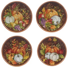 Certified International Harvest Blessings 8.5" Salad/Dessert Plate, Multicolor, Medium, Set of 4