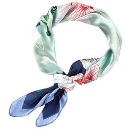 FAIRYGATE Halstuch Damen Seiden Quadrat Schal Kleine Blaue Blume Tücher Stolen Hochwertiges Seidentuch Seidenschal Halstuch Stola Kopftücher 31005