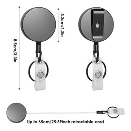 3 Stücke Hochleistungs Ausweishalter mit 65 cm Stahldrahtseil, Multifunktions Schlüsselanhänger Ausziehbar Stahlseil, Ausweishalter Ausziehbar mit Gürtelclip, Ausziehbarer Schlüsselanhänger