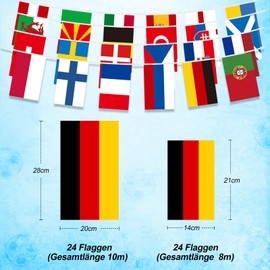 24 Countries Flags Bunting Euro 2024 Decoration 8 m Flags of the World Bunting Fabric European Championship 2024 Fan Item for Football Euro 2024 Decoration Olympic Decoration Bar Party Flag Chain (14