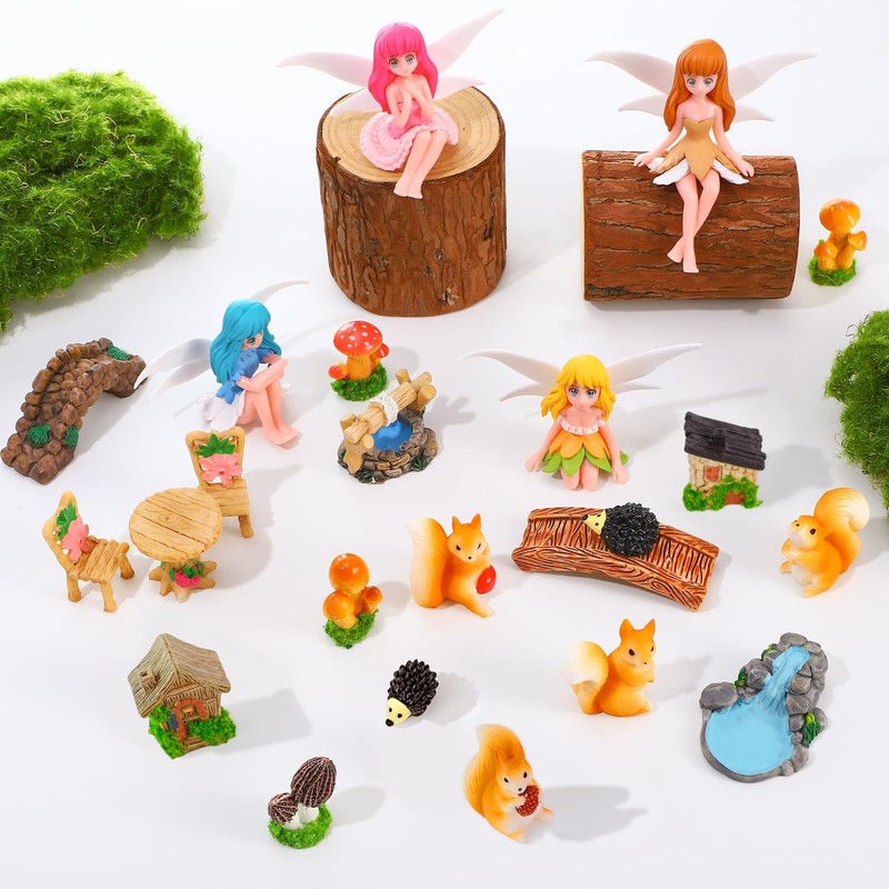 28Pcs Fairy Garden Accessories outdoor, Miniature fairies for fairy garden