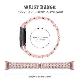 RuenTech Compatible with Charge 4 / Charge 3 Bracelet Replacement Bracelet Bands Straps Bracelets Metal Replacement Band Women Men Stainless Steel (Pink)