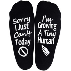 Lakatay Novelty Cotton Socks Pregnancy Gift New Mom Gifts Growing a Tiny Human Mom Socks Soft Unisex Sock Funny Christmas Gifts Mom to Be Gift Pregnant Mom Gift Mother's Day