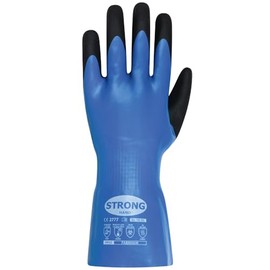 StrongHand Cut Resistant Chemical Protection Gloves, Double Coated, Cut Resistance Level F (!), 30 cm Long, Blue/Black, Size 8 to 12 (1, 9/L)