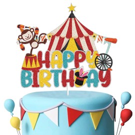 Circus Happy Birthday Cake Toppers Carnival Themed Birthday Party Decorations for Kids Birthday Party Favor Supplies