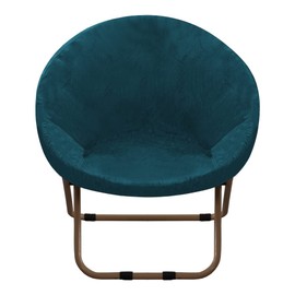 GAMUKAI Velvet Papasan Chair Cover Slipcover – Stretch Round Saucer Cushion Cover, Fits 29-37 Inch, Washable Furniture Protector for Living Room, Dorm, Nursery (Teal, Medium)