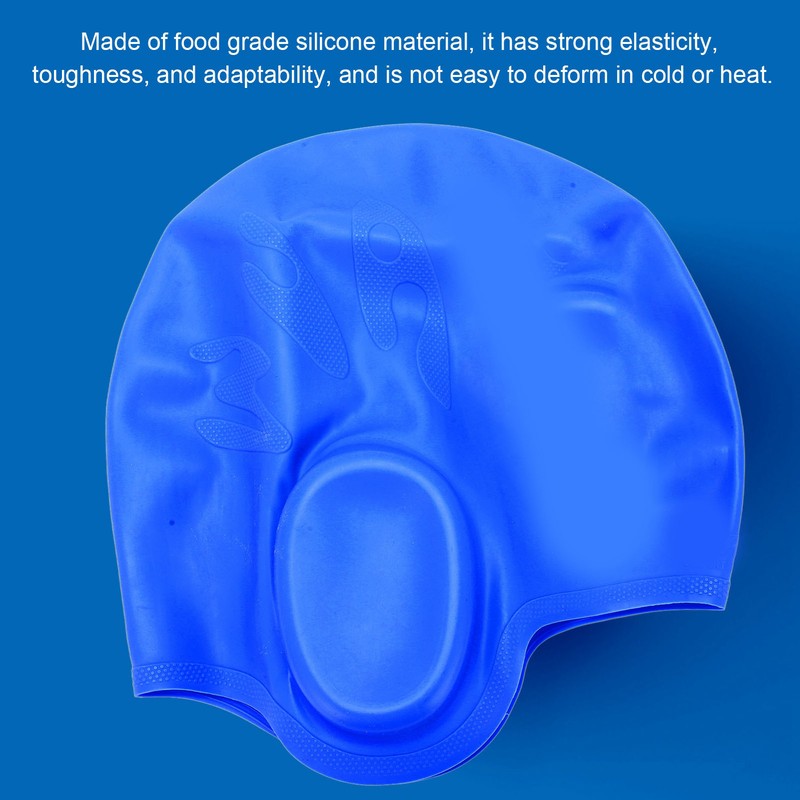 Waterproof Silicone Swimming Cap with Ear Protection 3D Strong Elasticity