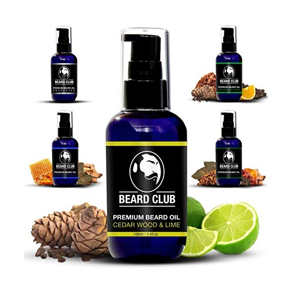 Beard Club - Cedar Wood & Lime Beard Oil Bottle 100ml - Beard Oil for Men - Beard Care - Beard Softener for Men - Beard Conditioner for Men