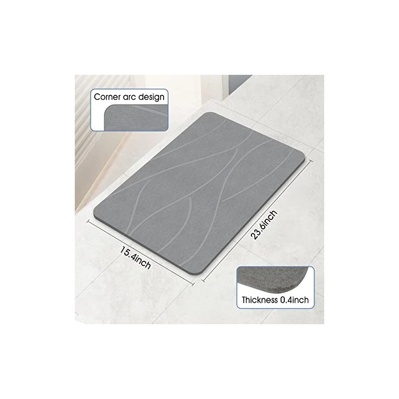 VEELOIM STONE BATH MAT DIATOMACEOUS SHOWER MAT NON-SLIP SUPER ABSORBENT