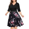 BEDOAR Women Plus Size Wedding Guest Midi Dress-3/4 Sleeve V