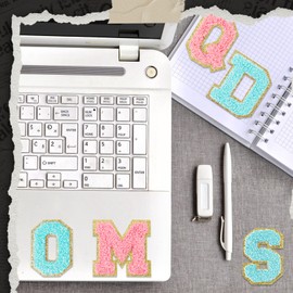 156 Pieces Chenille Letter Patches Self Adhesive Letter Patches 6 Set A-Z Stony Clover Patches Preppy Patches Varsity Chenille Letters for DIY Phone Bags Backpacks Hats (White, Green)