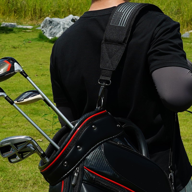 LZFAN Golf Bag Shoulder Strap, Single Padded Adjustable Straps Universal
