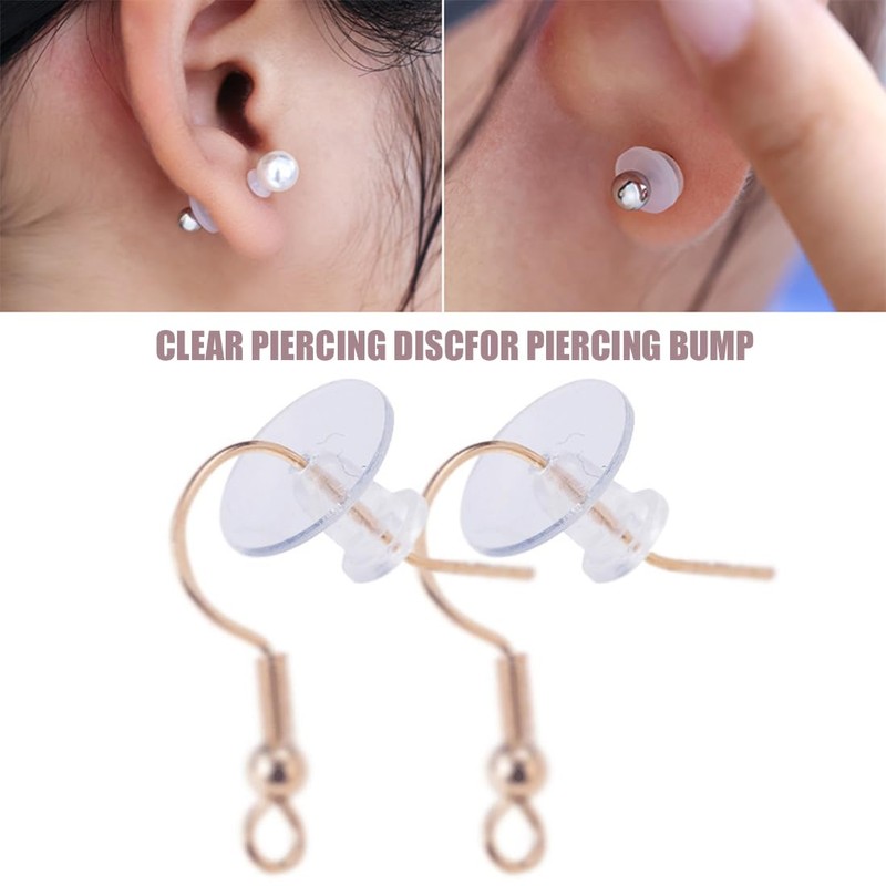 Pack of 100 Earring Backs Transparent Piercing Disc Piercing for