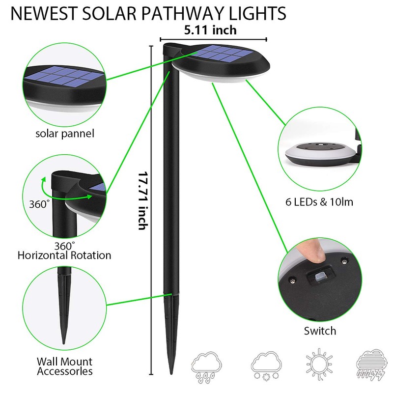 kinna Outdoor Solar Path Lights Waterproof Landscape Pathway Light with
