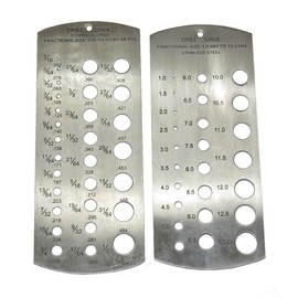 Blue Sky Set of 2 Stainless Steel Drill Gauges Metric & Imperial Gauge 1-13mm 1/16-1/2"