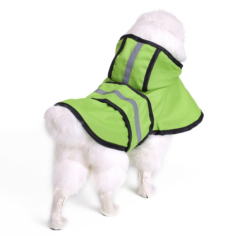 Dog Raincoat Polyester Pet Rain Cape Jacket Reflective Stripe Waterproof