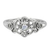 Dryad Design Sterling Silver Heart Pentacle Ring with Natural Rainbow