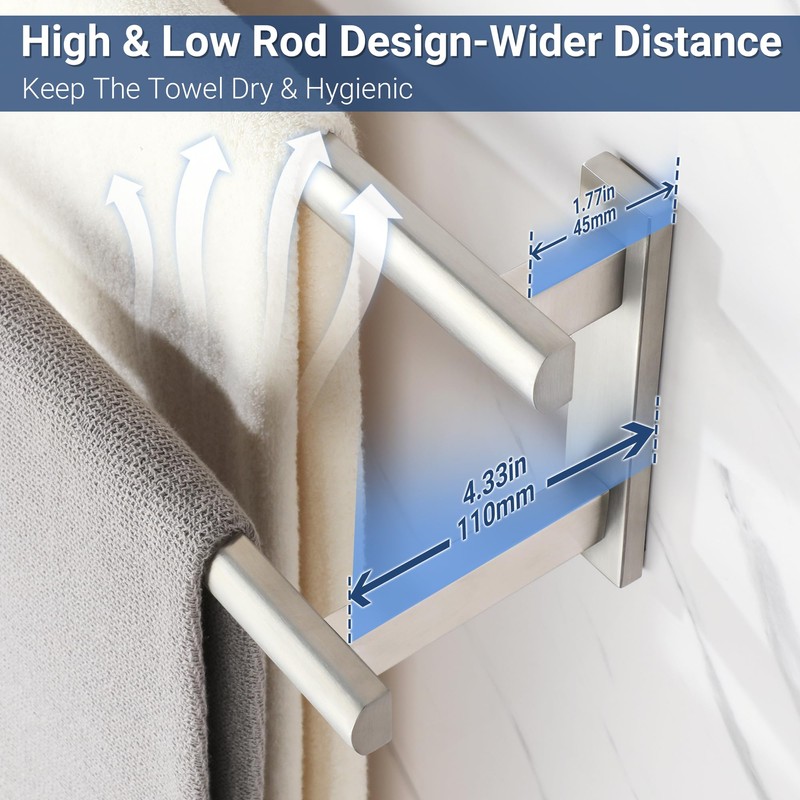 SAYAYO Double Towel Bar for Bathroom, 31.5 Inch Brushed Nickel