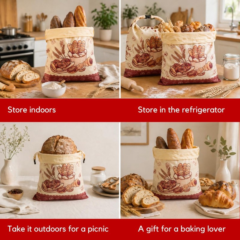 Bread Bags for Homemade Bread - 2 Pack XL Reusable