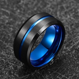 NUNCAD Men’s/Women’s Tungsten Carbide Ring, 4/6/8/10 mm, Fashion Jewellery, Wedding/Engagement Rings, Couple or Friendship Ring, Black, Blue, Gold, Rose Gold, Size 47–80 mm (15–25.4), Tungsten