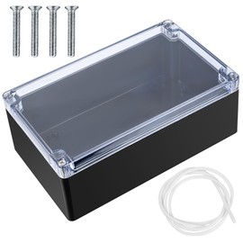 IP65 Waterproof Junction Box, Electronics Project Box, Plastic Clear Cover Project Junction Box Enclosure Case, Electrical Box Outdoor Cable Connector Boxes (black transparent, 200X120X75MM)
