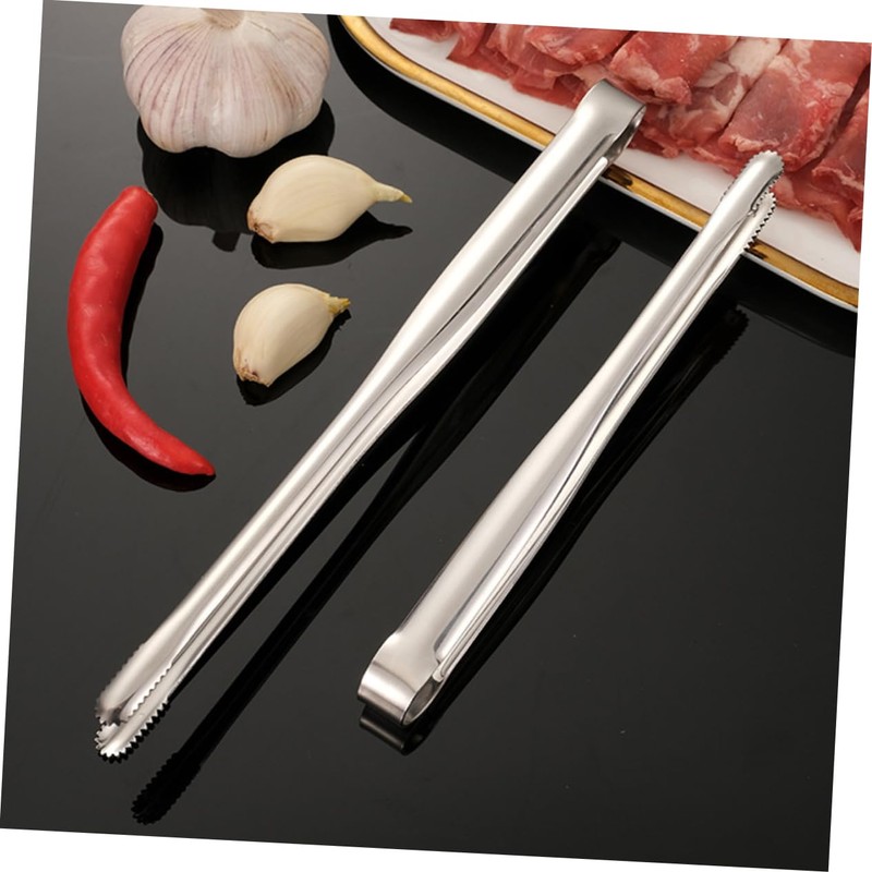 ULTECHNOVO 2Pcs Stainless Steel BBQ Tongs Reusable Kitchen Serving Clips