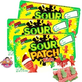 Sour Patch Kids Christmas 2024 Holiday Edition Theater Box – Festive Sour Candies for Stocking Stuffers, Goodie Bags, and Movie Nights, Pack of 3