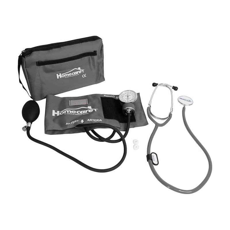 Homecare Kit Baumanómetro con Estetoscopio Duplex- Color GRIS 100 Preciso