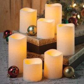 Battery Operated Candles Set of 7 Ivory Wax Flameless Candles