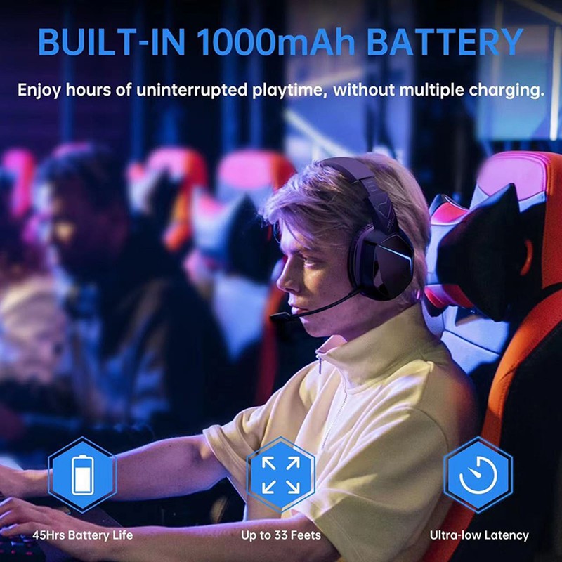 Bluetooth Gaming Headset Multifunction RGB Cool Lighting Low Latency Noise