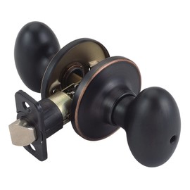 Design House 740498 Egg Privacy Bed and Bath Door Knob with Universal 6-Way Latch, 6"L x 2.6"W, Oil Rubbed Bronze