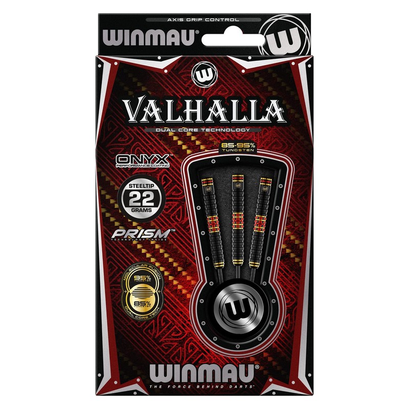 WINMAU Valhalla 22 Gram Professional Steeltip Tungsten Darts Set with