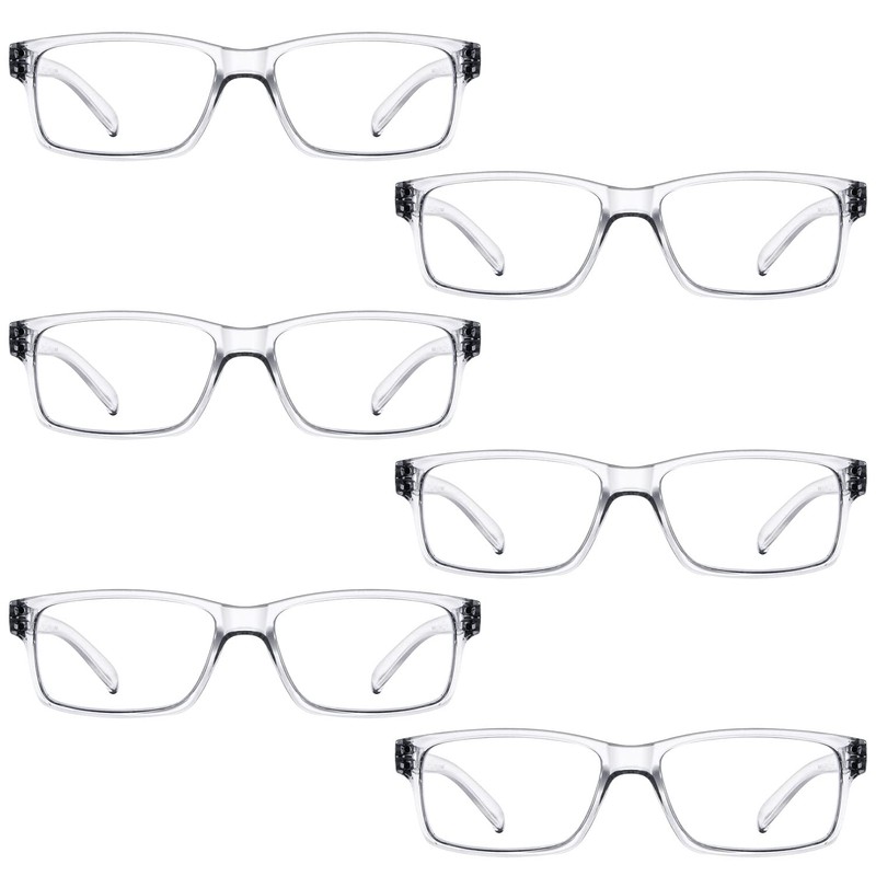 LUR READING GLASSES 6 Pack Spring Hinge Comfort Plastic Readers
