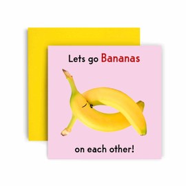 Huxters Funny Anniverary Cards for men and women - Go Bananas Valentines and Birthday Card from him and her - Saucy Birthday Card and valentines 1.48cm (I'd Go)