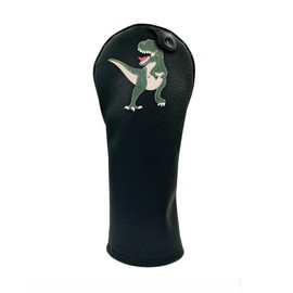 Dinosaur PU Leather Golf Club Covers Driver Headcovers Fairway Woods Hybrid Protector with Interchangeable Number Tag(T Rex,Wood)