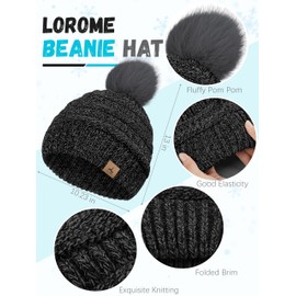 Winter Scarf Hat Earmuffs Gloves, Black Gray Ear Warmer Knitted Beanie Touch Screen Gloves Check Warm Scarf for Women Winter