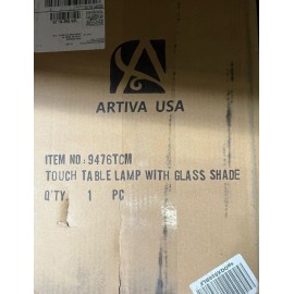 ARTIVA Table Lamp 18.5" Nickel Finish w/ Oval Canoe-Shaped Frosted Glass Shade