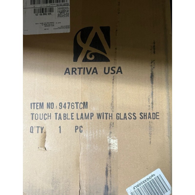 ARTIVA Table Lamp 18.5" Nickel Finish w/ Oval Canoe-Shaped Frosted