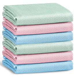 Beaface Microfibre Cleaning Cloths Fish Scale Cloth Nanoscale Cloths Lint Free Streaks Free Polishing Cleaning Cloths for Windows Mirrors Glass Dishes (6 PCS, 25 x 25 cm)