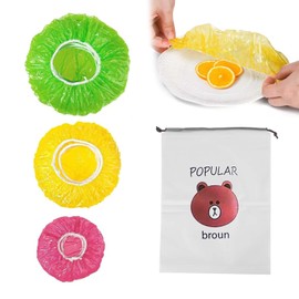 KUBDPQOR Premium Cling Film with Elastic - Versatile Food Cover - Pack of 60 in 3 Colours