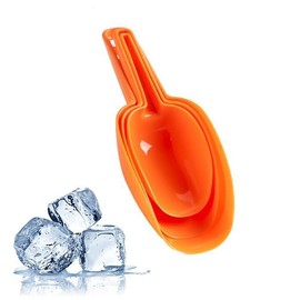Set of 3 Ice Scoop, Plastic Kitchen Ice Scoop for Canisters or Ice Maker, Food Scoops for Canisters, Freezer, Flour, Dry Foods, Coffee Beans, Pop Corn, Pet Dog Cat Food (Orange)